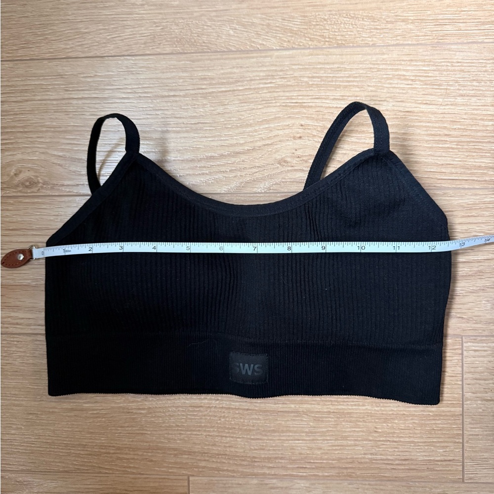 💙 SWS - Black Ribbed Sports Bra - Picture 3 of 4